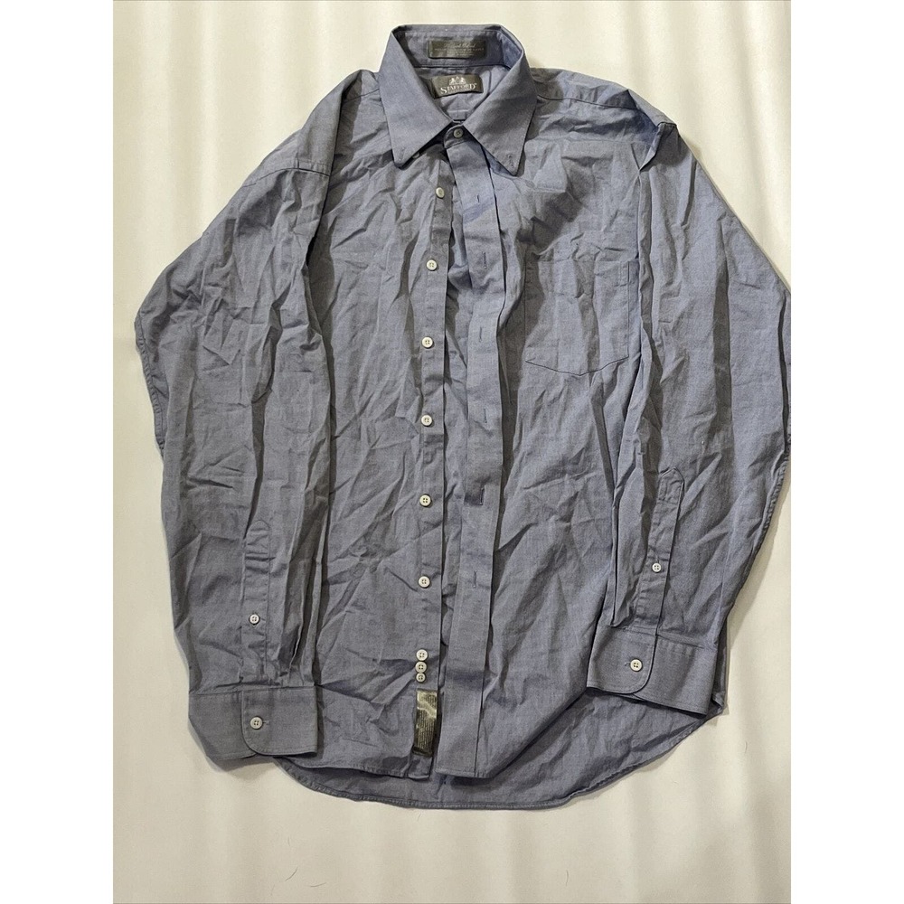 Stafford Pinpoint Oxford ~ Men's Long Sleeve Dress Shirt ~ Ath Fit ~ Sz 16.5 35